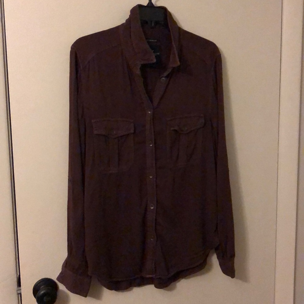American Eagle boyfriend fit button town top.